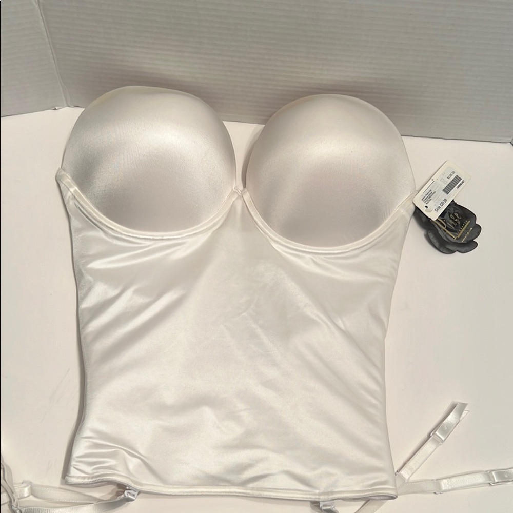 White Strapless Satin Longline Bra
